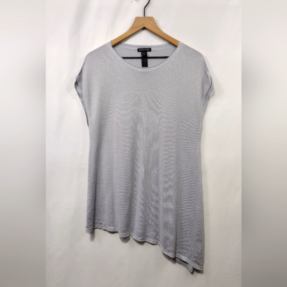 Eileen Fisher Wool Cashmere Bkend Asymmetrical-Hem Top Women's S/P Minimalist